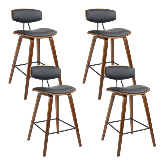 Mika Bar Stools Leather Padded with Backrest x4