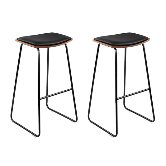 Porter Bar Stools Leather and Metal Chairs x2