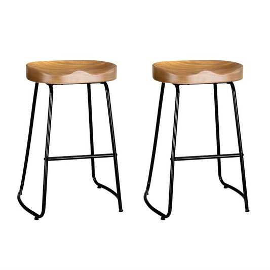 Tractor Seat Bar Stools Wooden x2