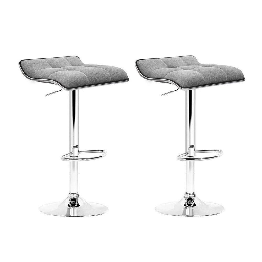 Stella Bar Stools Linen Padded Gas Lift x2