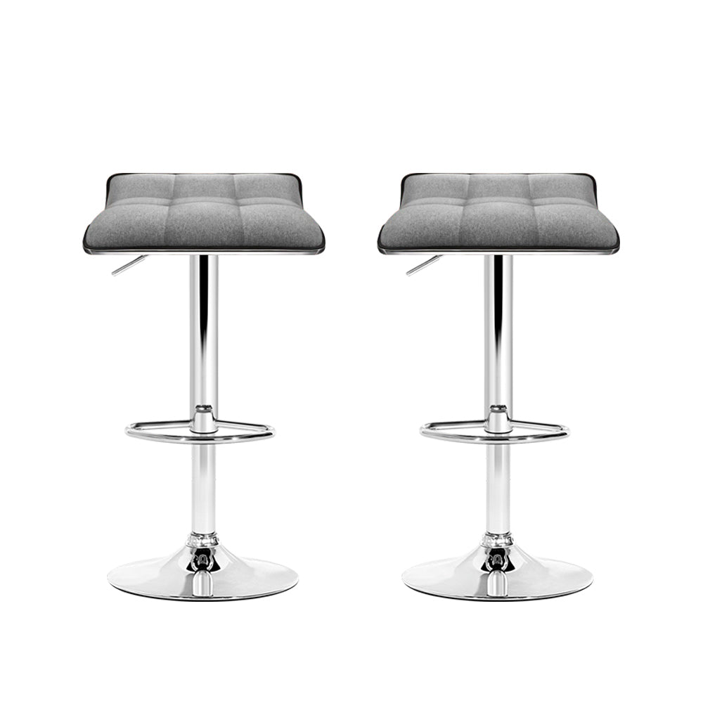 Stella Bar Stools Linen Padded Gas Lift x2