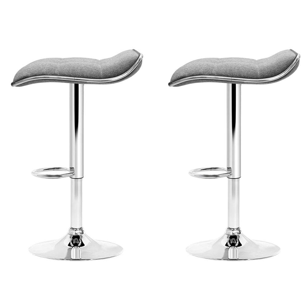 Stella Bar Stools Linen Padded Gas Lift x2