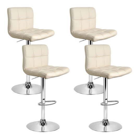 Noel Bar Stools Leather Gas Lift Beige x4