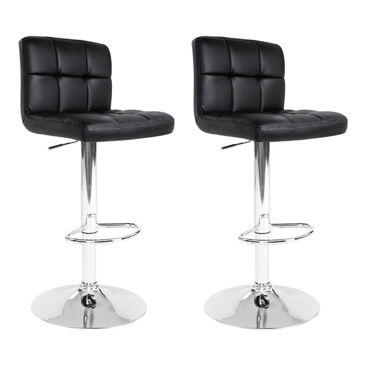 Noel Bar Stools Leather Gas Lift Black x2