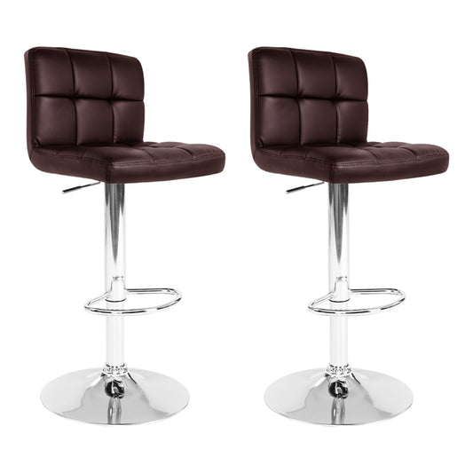 Noel Bar Stools Leather Gas Lift Brown x2