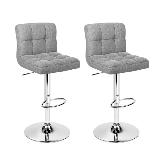 Noel Bar Stools Linen Gas Lift Grey x2