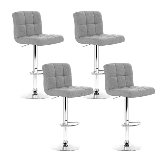 Noel Bar Stools Linen Gas Lift Grey x4