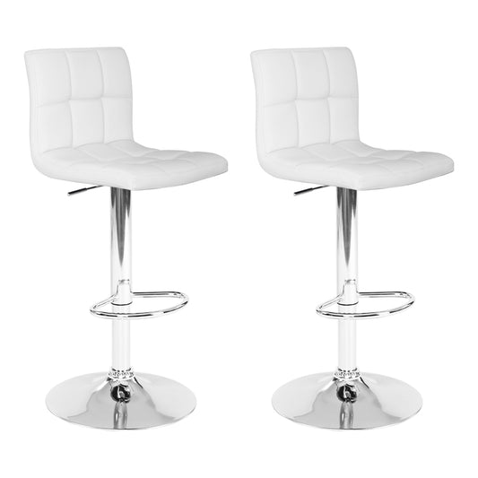 Noel Bar Stools Leather Gas Lift White x2