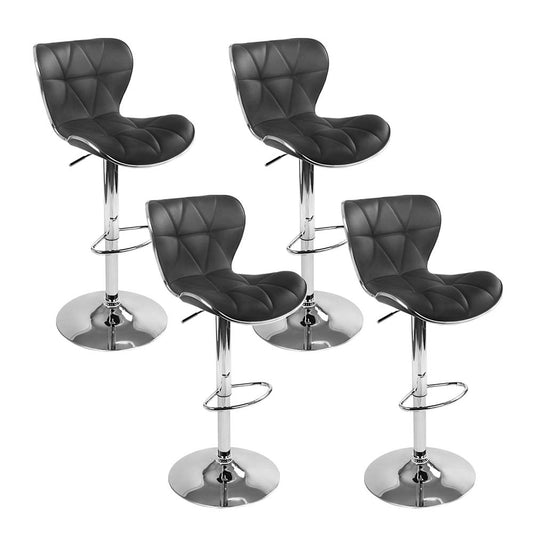 Luna Bar Stools Gas Lift Leather Black x4