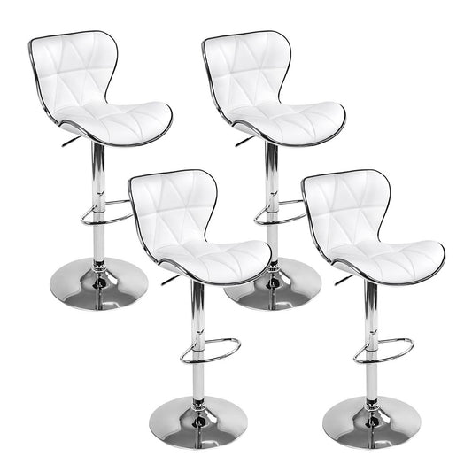 Luna Bar Stools Gas Lift Leather White x4