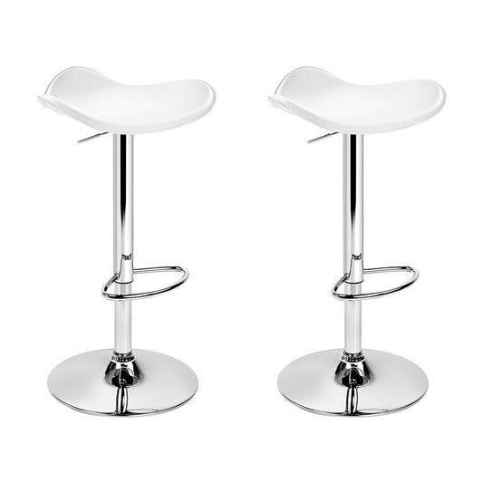 Portia Bar Stools Leather Gas Lift Chair White x2