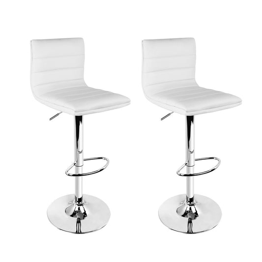 Arne Bar Stools Padded Leather White x2