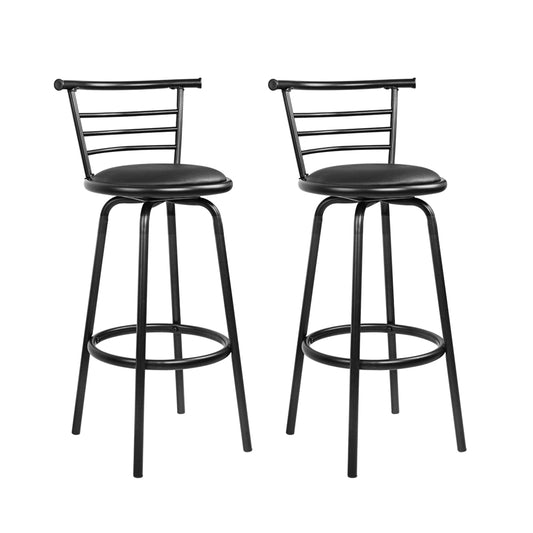 Talia Bar Stools Swivel Leather Padded Metal x2