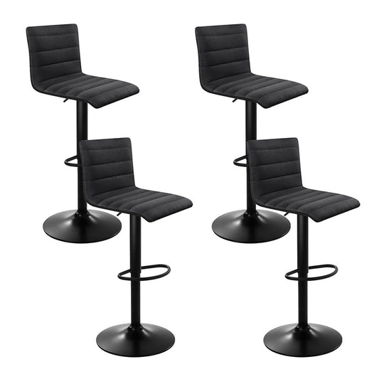 Barraza Bar Stools Gas Lift Linen Fabric Black x4