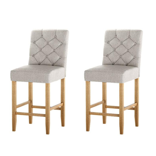 Artem Bar Stools Linen Upholstered Chairs x2